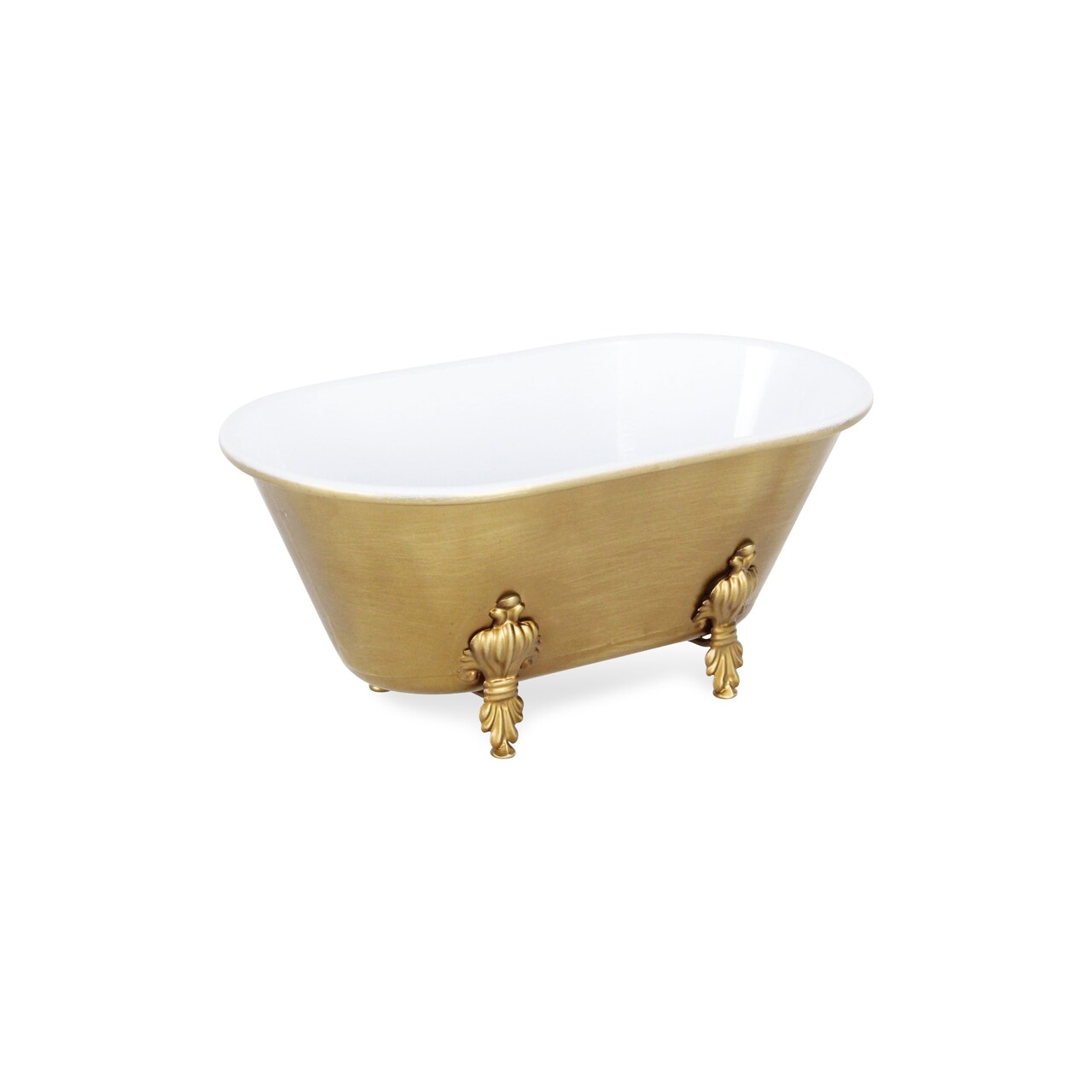 Contemporary Home Living Claw-Foot Tub with Fleur de Lis Decoration - 12" - Gold and White
